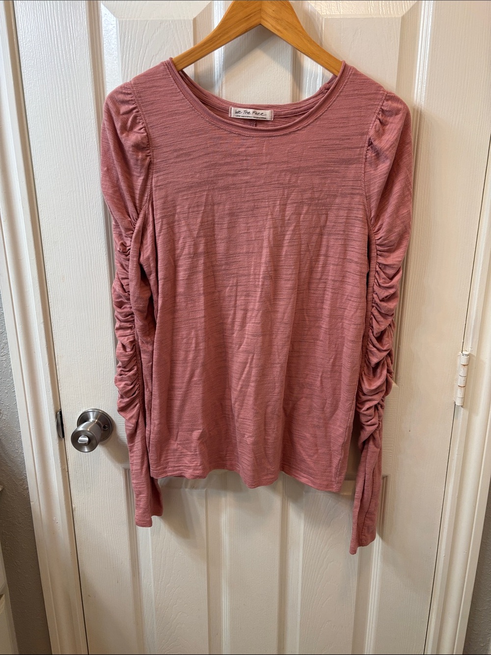 We The Free Natasha long sleeve top long ruched sleeves size large
